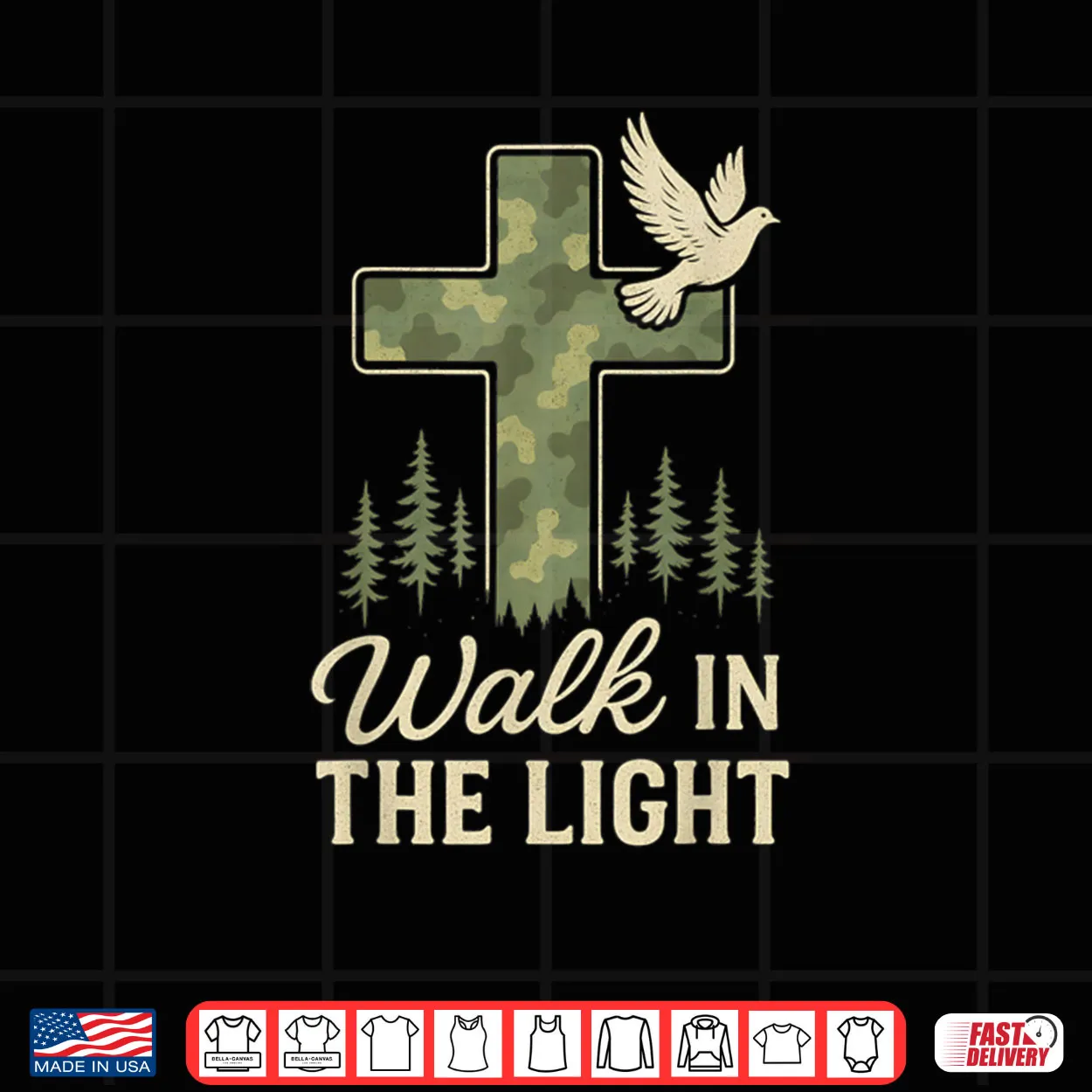 Camo Christian Cross Walk in The Light Bible Verse Shirt Camo Christian Cross Walk in The Light Bible Verse Shirt