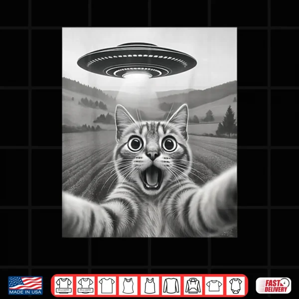 Cat Selfie with Alien UFO Shirt 3 Design Cat Selfie with Alien UFO Shirt