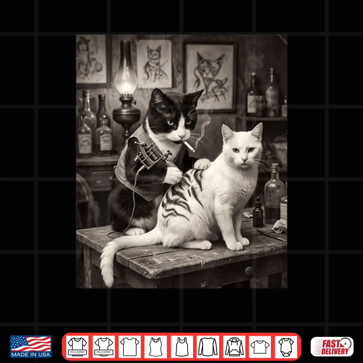 Cat Smoking Tattoo Vintage Inked Kitty Artist Funny Meme Shirt Cat Smoking Tattoo Vintage Inked Kitty Artist Funny Meme Shirt