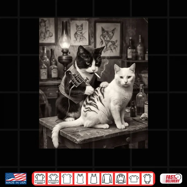 Cat Smoking Tattoo Vintage Inked Kitty Artist Meme Shirt 3 Design Cat Smoking Tattoo Vintage Inked Kitty Artist Meme Shirt
