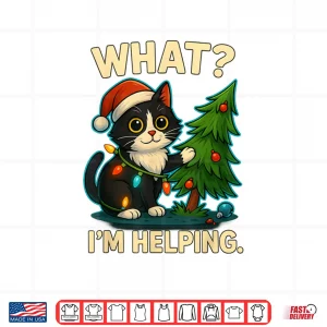 Design Cat What Im Helping Holiday Tuxedo Cats Christmas Shirt