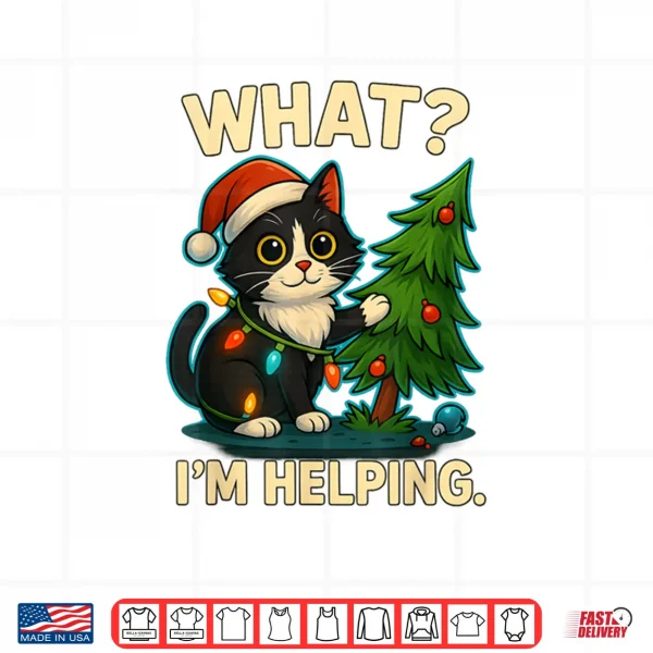 Design Cat What Im Helping Holiday Tuxedo Cats Christmas Shirt