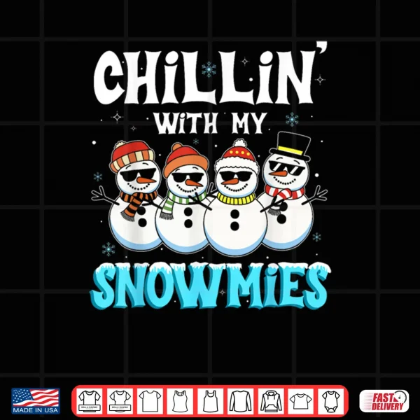 Design Chillin with My Snowmie Women Christmas Snowman Teacher Snow Shirt 1