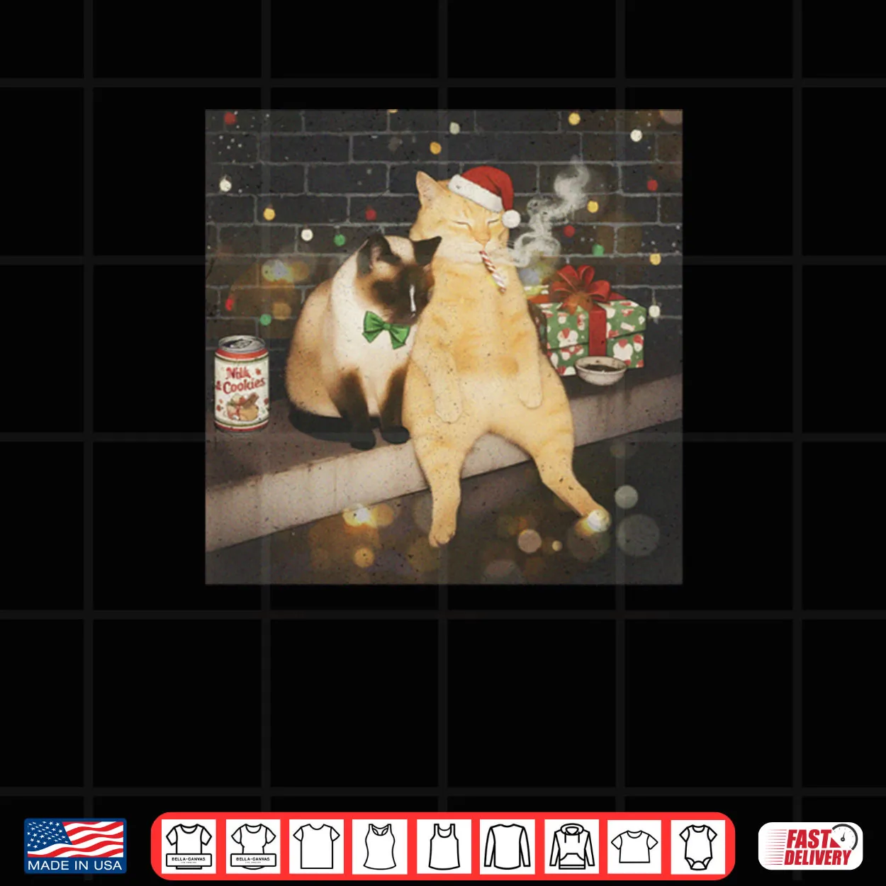 Christmas Smoking Cat Funny Candy Cane Cat Santa Meme Animal Shirt Christmas Smoking Cat Funny Candy Cane Cat Santa Meme Animal Shirt