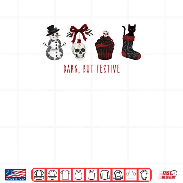 Design Dark But Festive Goth Black Cat Spooky Christmas Shirt 2