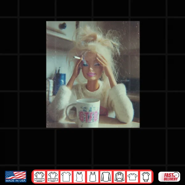 Design Distressed Doll Face Meme Smoking Sarcastic Humor Shirt