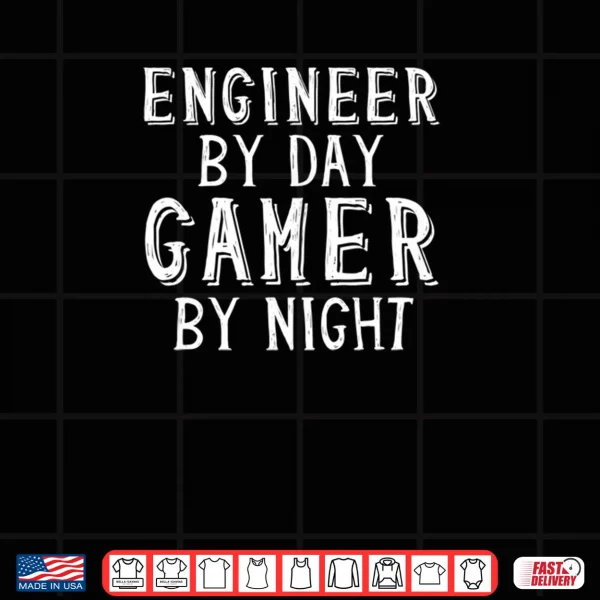 Design Engineer By Day Gamer By Night Mechanical Engineering Game Shirt