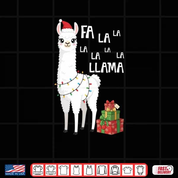 Design Fa La La Llama Xmas Lights Funny Llama Lover Xmas Pajamas Shirt