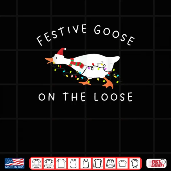 Design Festive Goose on The Loose Christmas Retro Shirt