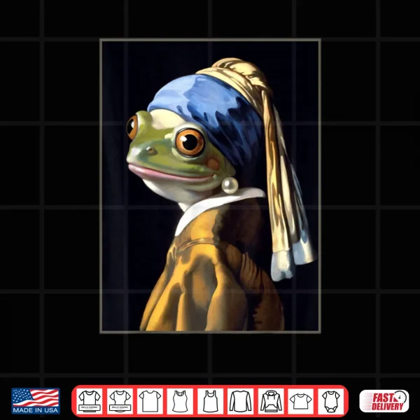 Frog Vermeer’s Girl with a Pearl Earring Parody Meme Shirt 3 Design Frog Vermeers Girl with a Pearl Earring Parody Meme Shirt
