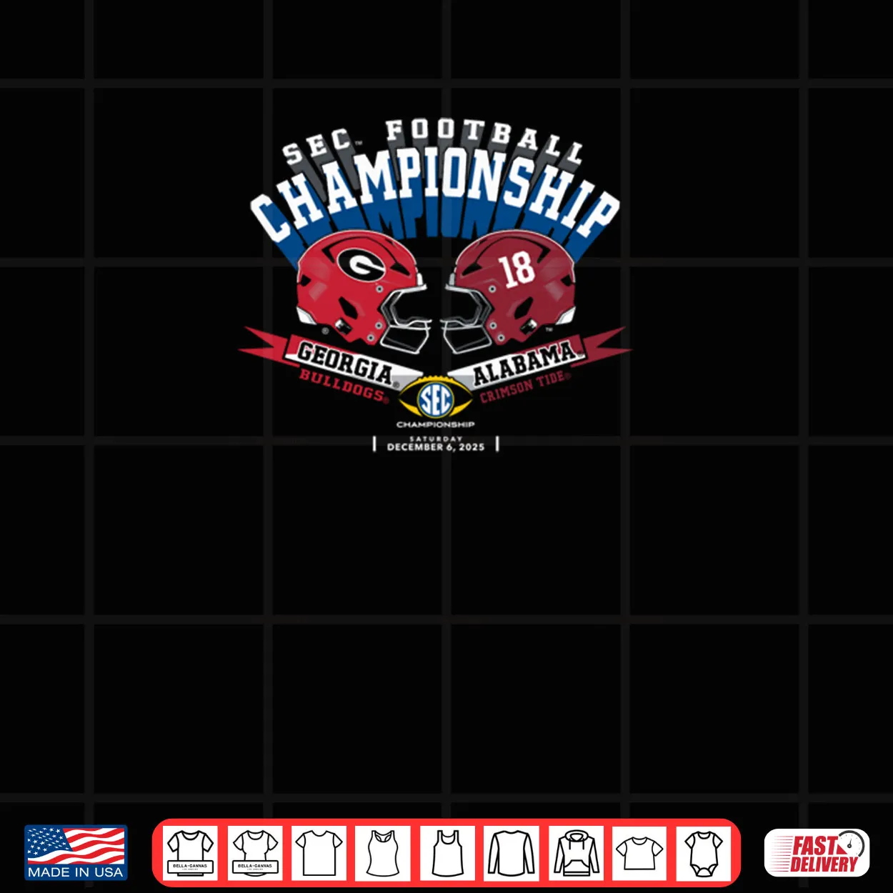 Georgia vs Alabama SEC Champsionship 2025 Football Shirt Georgia vs Alabama SEC Champsionship 2025 Football Shirt