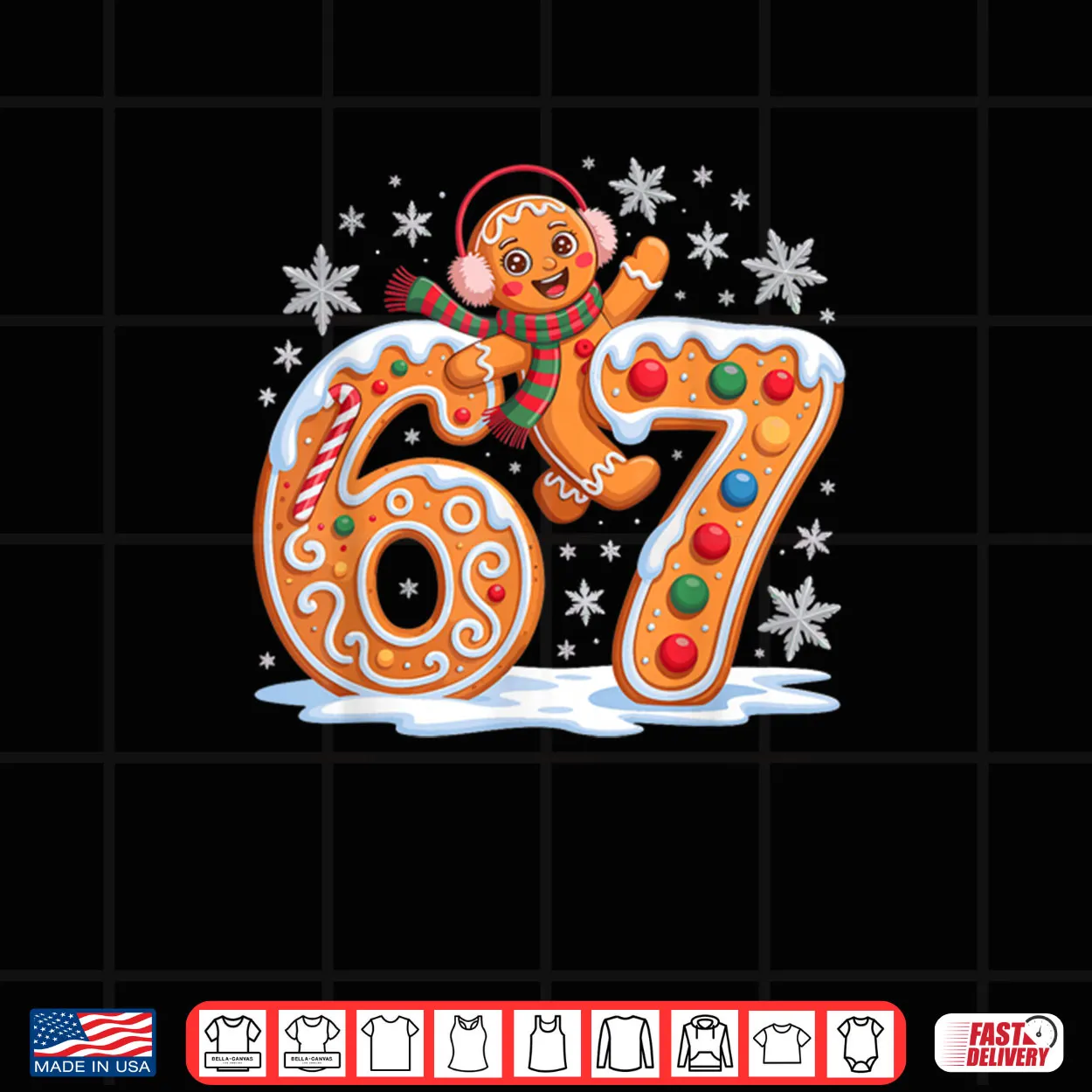 Gingerbread Six Seven 67 Ice Cream Drip Christmas Girl T Shirt Gingerbread Six Seven 67 Ice Cream Drip Christmas Girl T Shirt