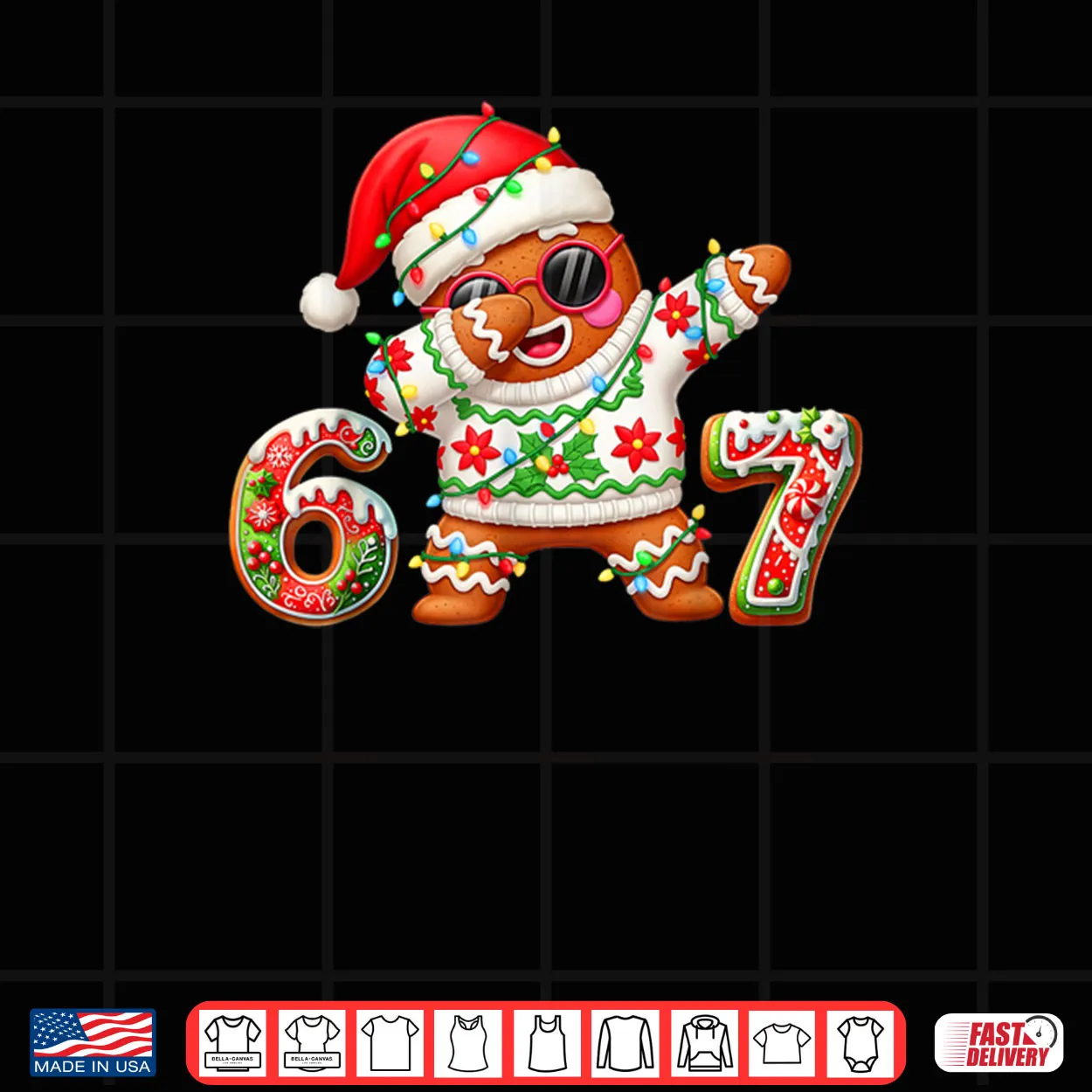 Gingerbread Six Seven 67 Ice Cream Drip Christmas Shirt Gingerbread Six Seven 67 Ice Cream Drip Christmas Shirt