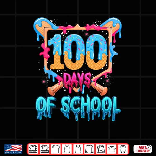 Design Happy 100 Days of School Baseball Drip 100th Day of School Shirt