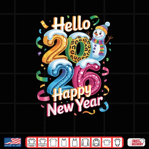 Design Happy New Year 2026 Snowman Colorful Celebration Gift Shirt