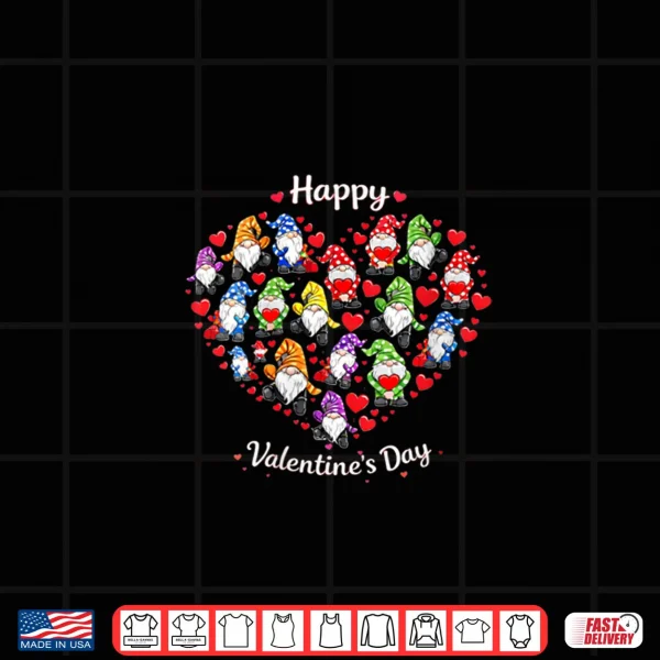 Design Happy Valentines Day Gnome with Heart Kawaii Gnome Valentin Shirt
