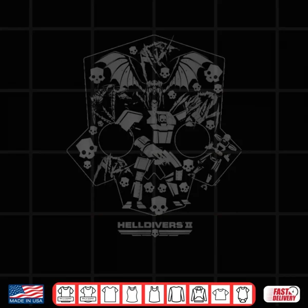 Design Helldivers 2 Helmet Enemy Icons Video Game Shirt
