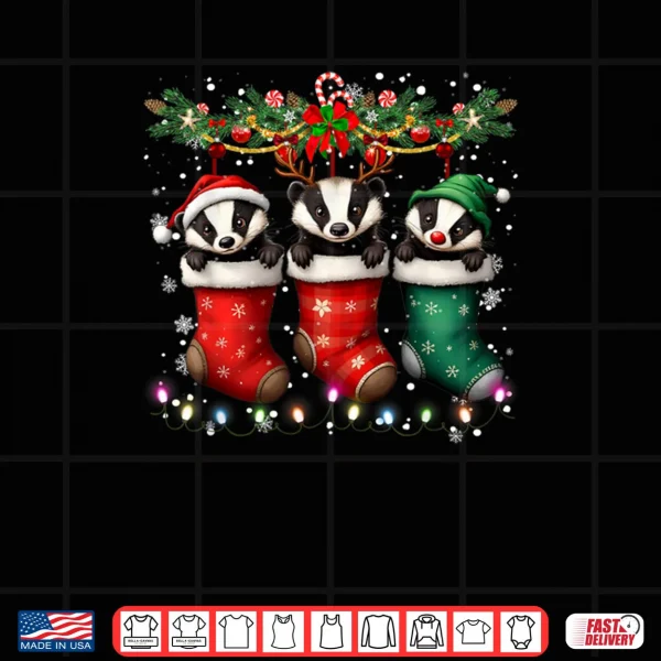 Design Honey Badger in Christmas Socks Lights Honey Badger Xmas Shirt