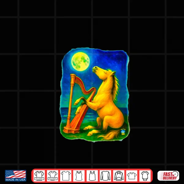 Design Horse Lovers Musical Hoodie Moon Harp Fantasy Art Shirt