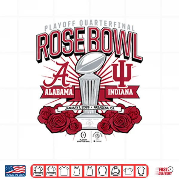 Design Indiana Alabama Playoff Quarterfinal Rose Bowl January 1 2026 Shirt