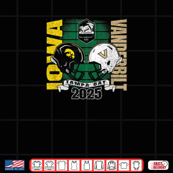 Iowa Hawkeyes vs Vanderbilt Commodores ReliaQuest Bowl 2025 Shirt 3 Design Iowa Hawkeyes vs Vanderbilt Commodores ReliaQuest Bowl 2025 Shirt