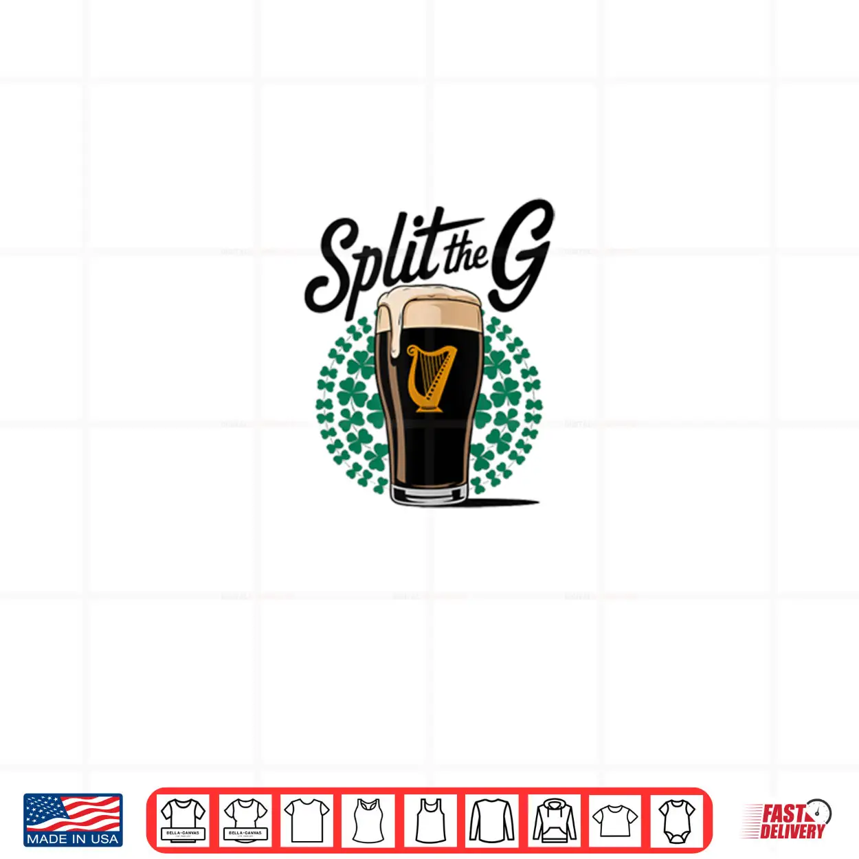 Irish Beer Split The G Shamrock Pint Shirt Irish Beer Split The G Shamrock Pint Shirt