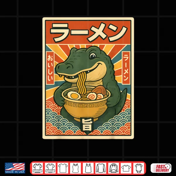 Design Japanese Ramen Greg Meme Crocodile Cool Shirt