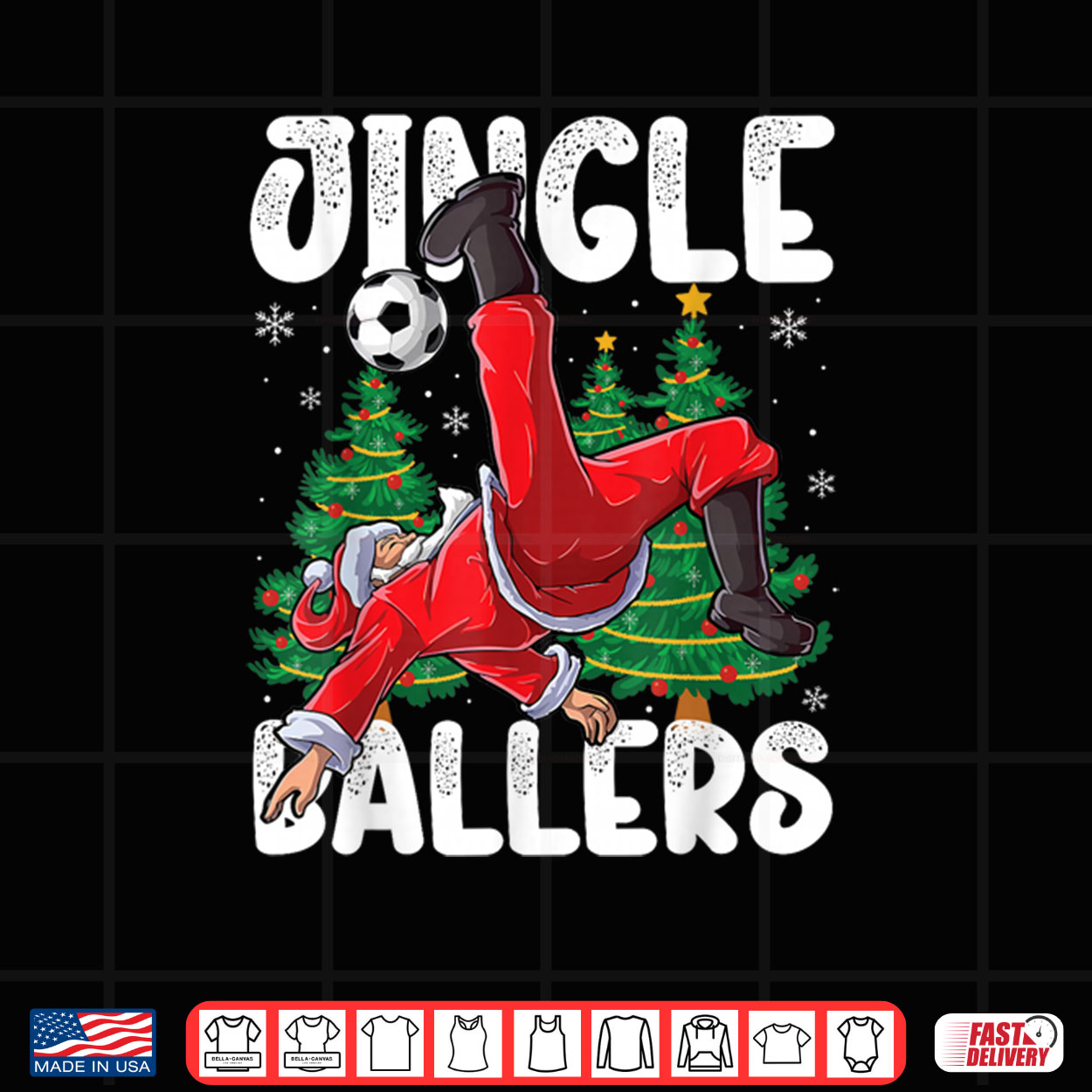 Jingle Ballers Santa Football Christmas Soccer Plaid Shirt Jingle Ballers Santa Football Christmas Soccer Plaid Shirt