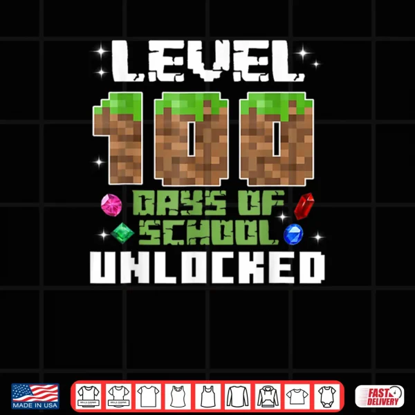 Design Level 100 Days of School Unlocked Gamer Shirt