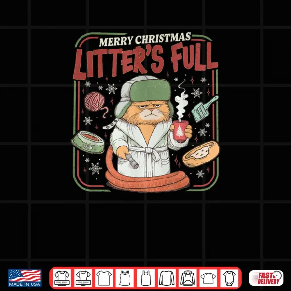 Design Litters Full Merry Christmas Funny Cat Lovers Holidays Xmas Shirt