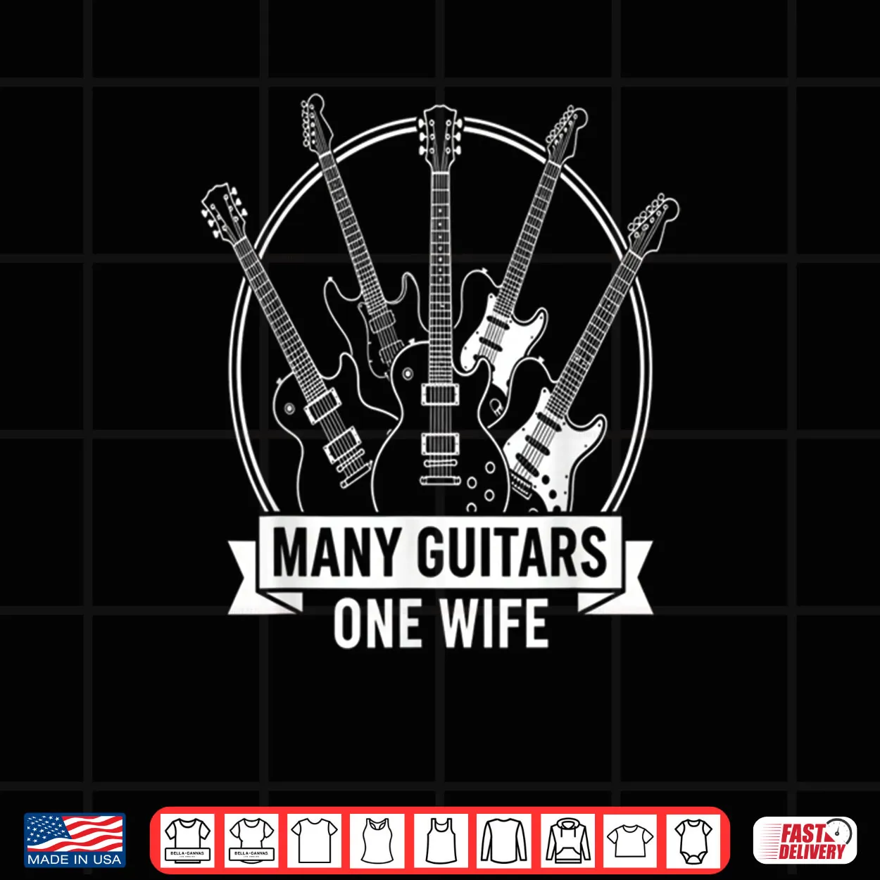 Many Guitars One Wife Funny Musician Guitarist Humor Shirt Many Guitars One Wife Funny Musician Guitarist Humor Shirt