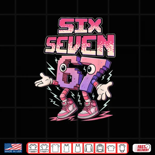 Design Meme Kids Six Seven Italian Steal a Brainrot Pink Girls 67 Shirt 1