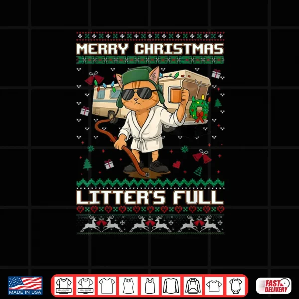 Merry Christmas Litter's Full Funny Cat Ugly Xmas Shirt 4 Design Merry Christmas Litters Full Funny Cat Ugly Xmas Shirt