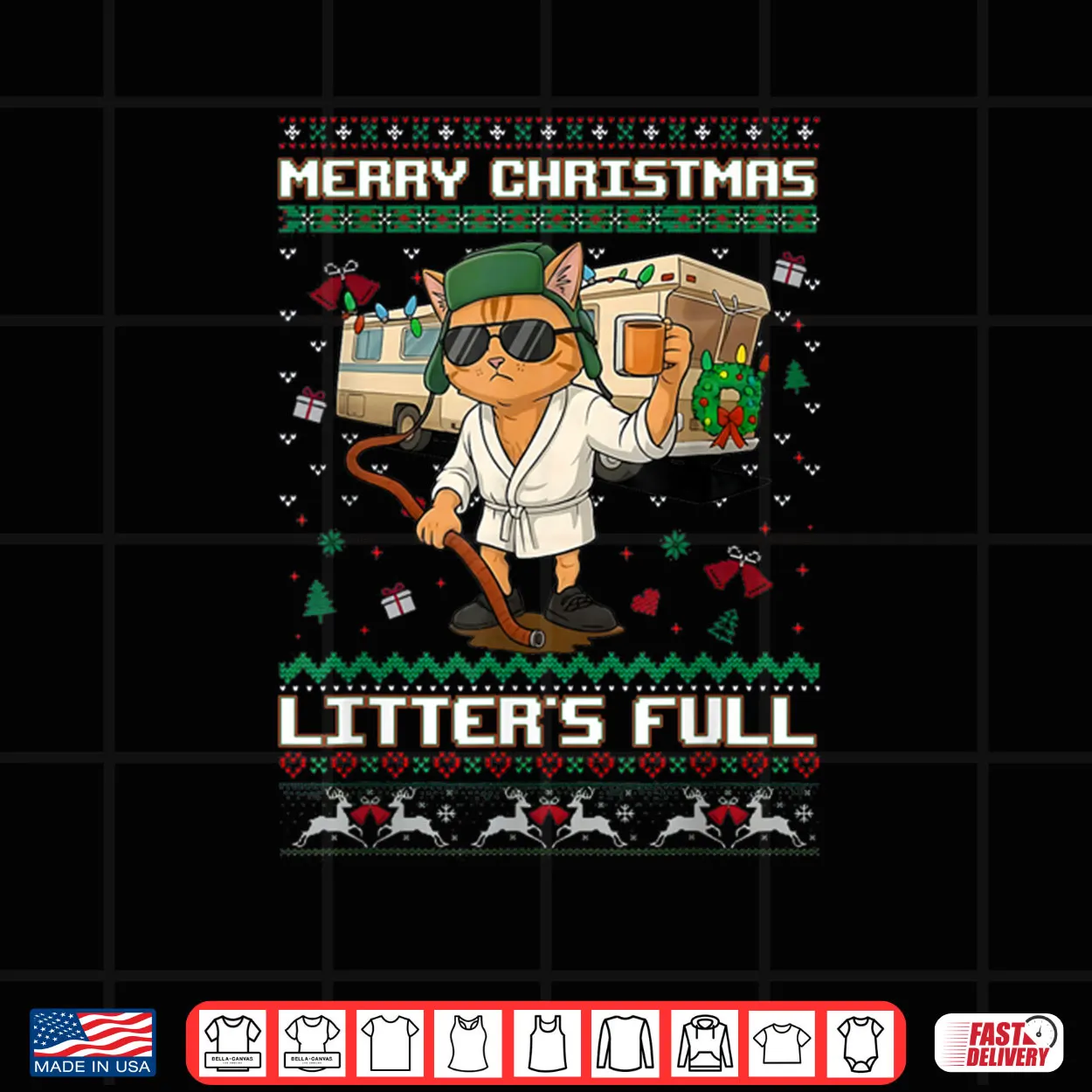 Merry Christmas Litter’s Full Funny Cat Ugly Xmas Shirt Merry Christmas Litter’s Full Funny Cat Ugly Xmas Shirt