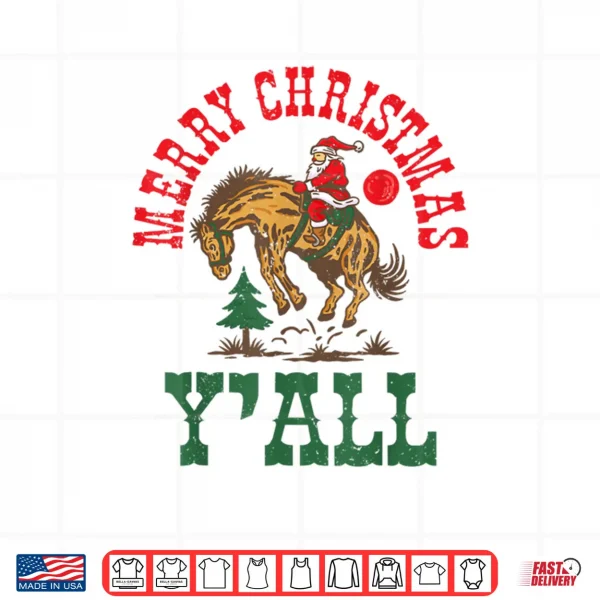 Merry Christmas Yall Western Country Rodeo Santa Cowboy Shirt 4 Design Merry Christmas Yall Western Country Rodeo Santa Cowboy Shirt