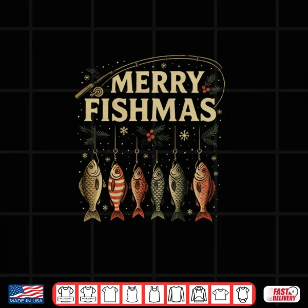 Merry Fishmas Retro Fishing Christmas Fisherman Xmas Holiday Shirt 4 Design Merry Fishmas Retro Fishing Christmas Fisherman Xmas Holiday Shirt