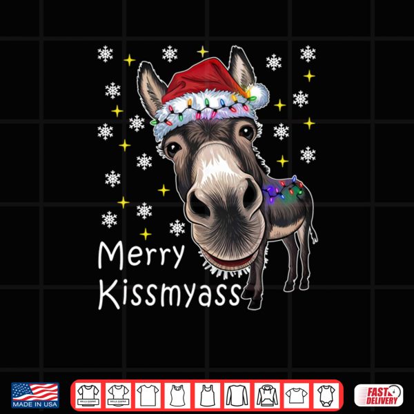 Design Merry Kissmyass Funny Donkey Christmas Shirt 2