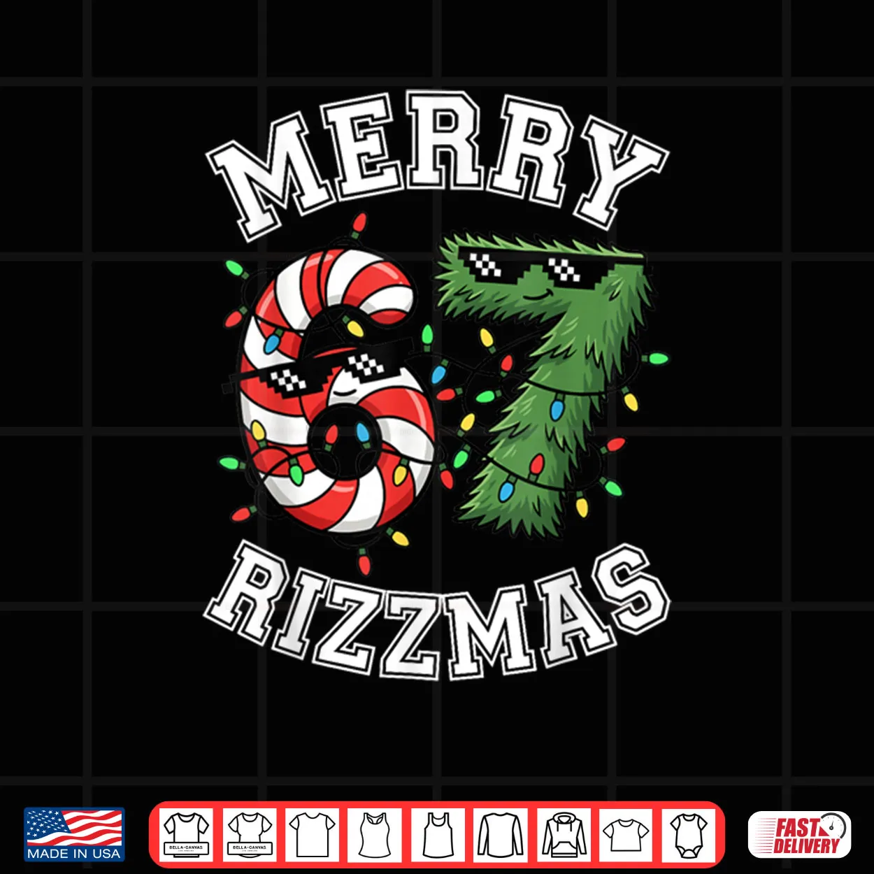 Merry Rizzmas 67 Candy Cane Tree Sunglasses Shirt Merry Rizzmas 67 Candy Cane Tree Sunglasses Shirt