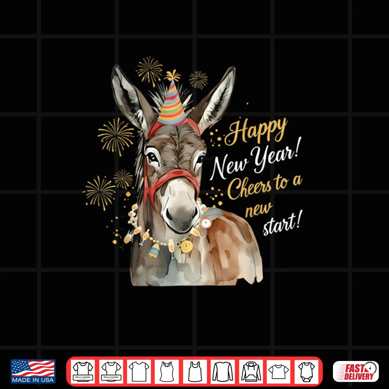 New Year Donkey Farm Animal Farmgirl Happy New Year Shirt New Year Donkey Farm Animal Farmgirl Happy New Year Shirt