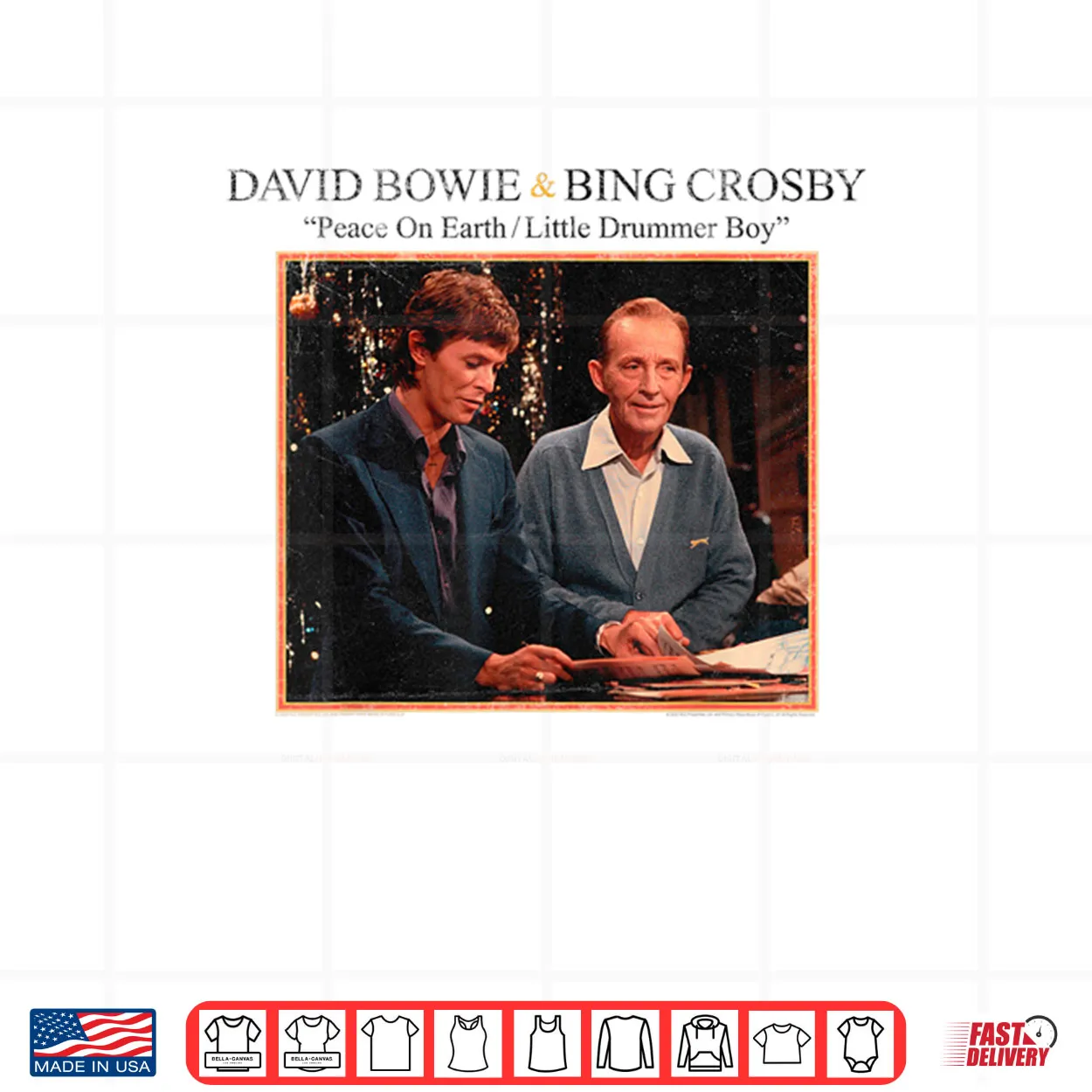 Official Bowie Bing Crosby Peace on Earth Christmas Music Shirt Official Bowie Bing Crosby Peace on Earth Christmas Music Shirt