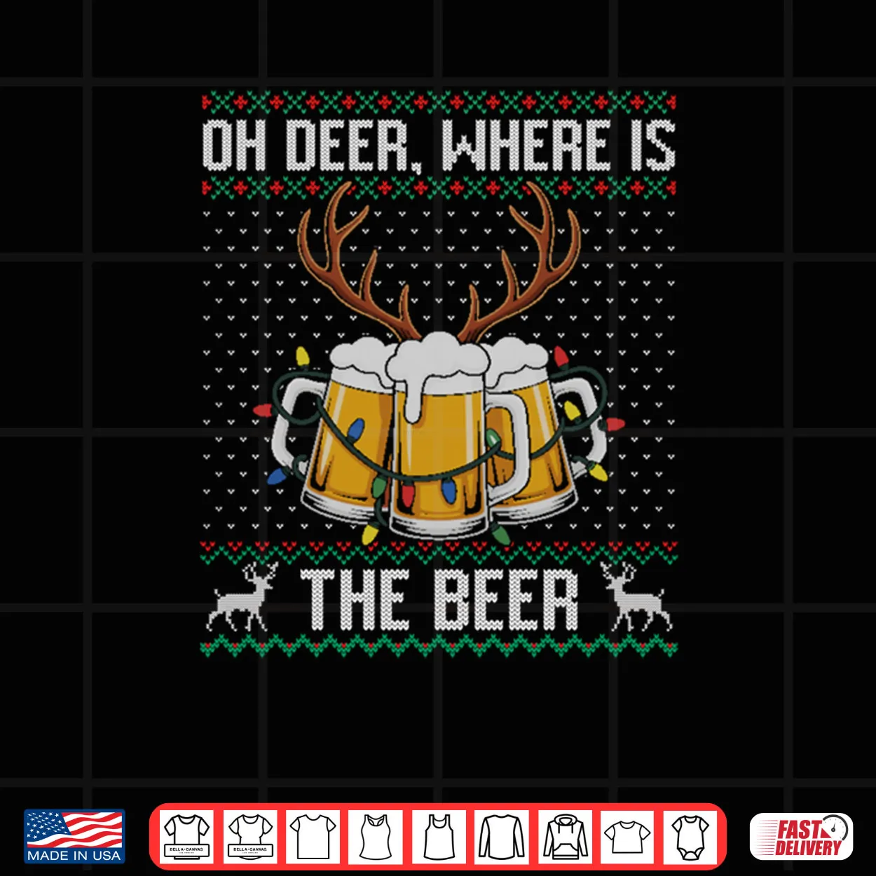 Oh Deer Where Is The Beer Mug Christmas Lights Ugly Sweater Shirt Oh Deer Where Is The Beer Mug Christmas Lights Ugly Sweater Shirt