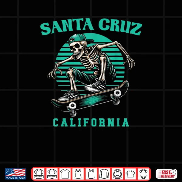 Design Old School Santa Cruz California Skeleton Skating Shirt