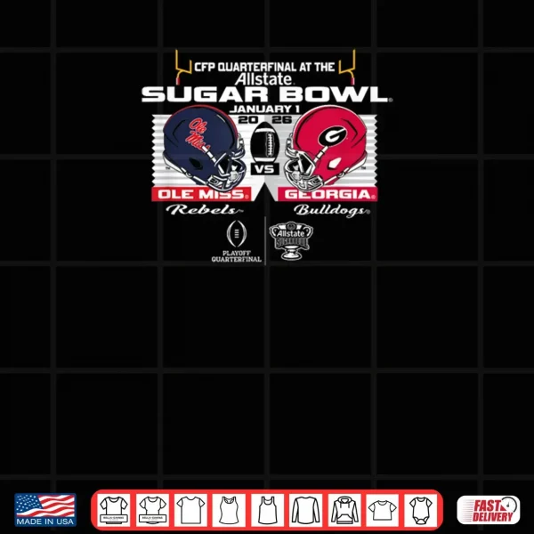 Design Ole Miss Rebels vs Georgia Bulldogs CFP Sugar Bowl 2026 Shirt
