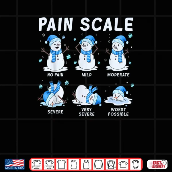 Design Pain Scale Snowman Nurse Christmas Xmas Snow Pajamas Holiday Shirt