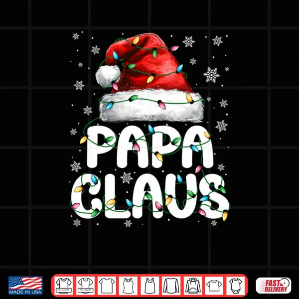 Design Papa Claus Santa Hat Christmas Lights Pajama Family Matching Shirt