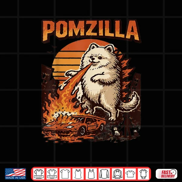 Pomzilla Pomeranian Dog Vintage Monster Pom Dog Lover Shirt 4 Design Pomzilla Pomeranian Dog Vintage Monster Pom Dog Lover Shirt