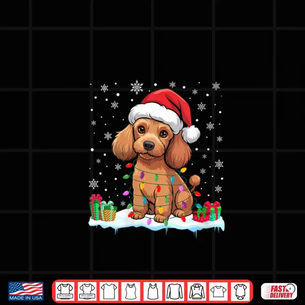 Poodle Dog Christmas Lights Decor Funny Santa Hat Ugly Xmas Shirt 4 Design Poodle Dog Christmas Lights Decor Funny Santa Hat Ugly Xmas Shirt