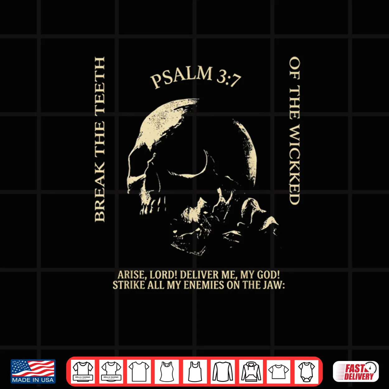 Psalm 3 7 Vintage Skull Christian Religious Bible Verse Shirt Psalm 3 7 Vintage Skull Christian Religious Bible Verse Shirt