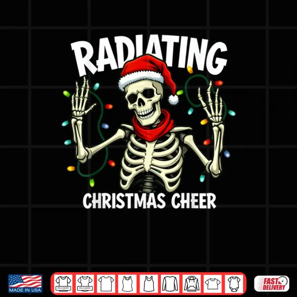 Design Radiating Christmas Cheer Skeleton Christmas Light t Xray Te Shirt