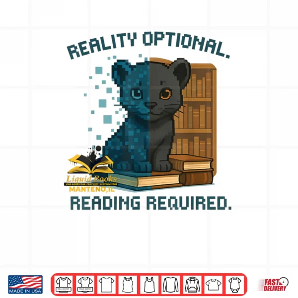 Design Reality Optional Reading Required Gamer Black Panther Book Shirt